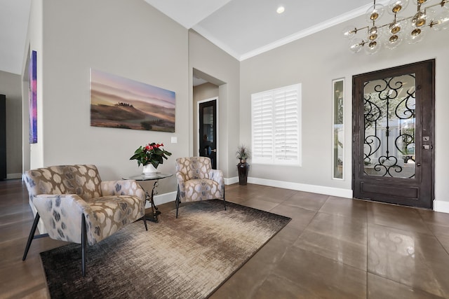 foyer featuring a notable chandelier