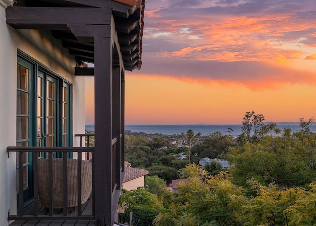 exterior space featuring a water view