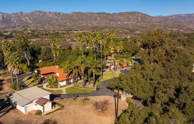 drone / aerial view with a mountain view