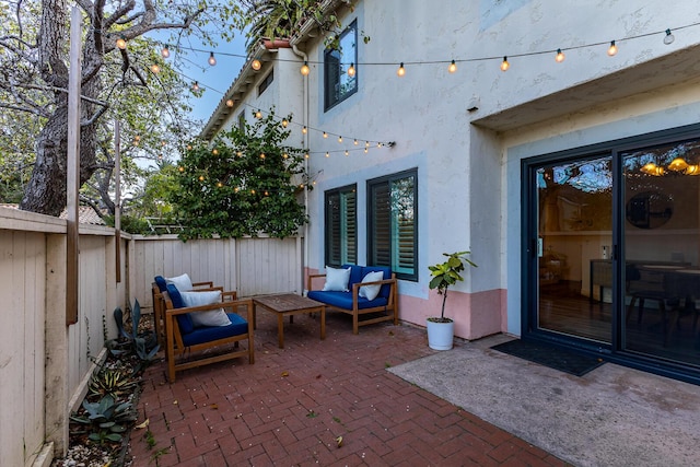 view of patio featuring an outdoor hangout area