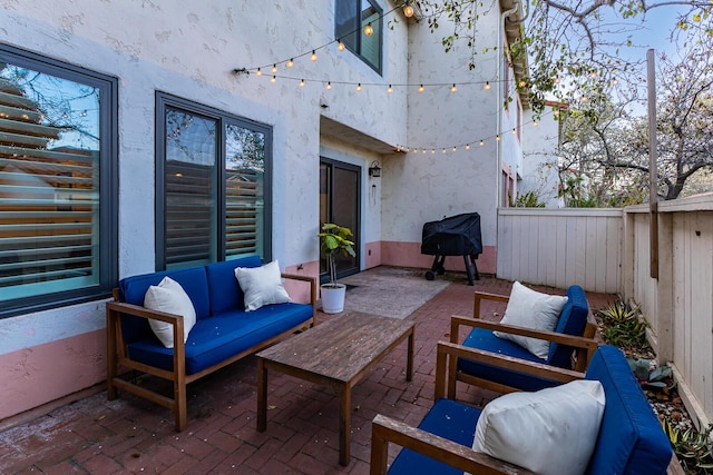 view of patio featuring an outdoor living space