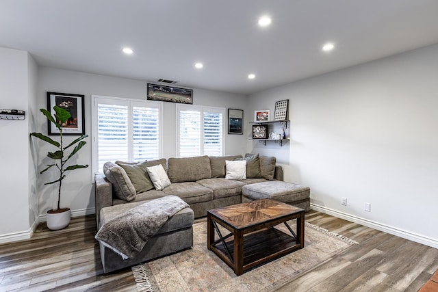 living room featuring hardwood / wood-style floors