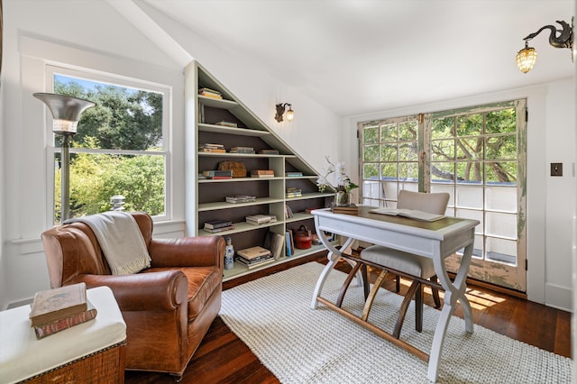 office space featuring hardwood / wood-style floors