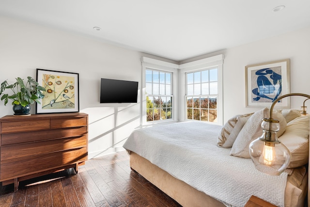 bedroom featuring dark hardwood / wood-style flooring