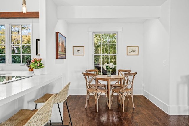 dining room with dark wood-type flooring