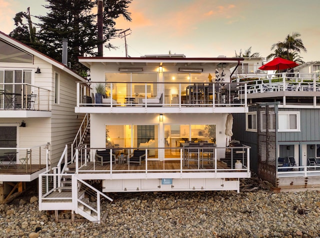 1508 Miramar, Santa Barbara, CA 93108 - back house at dusk with a balcony