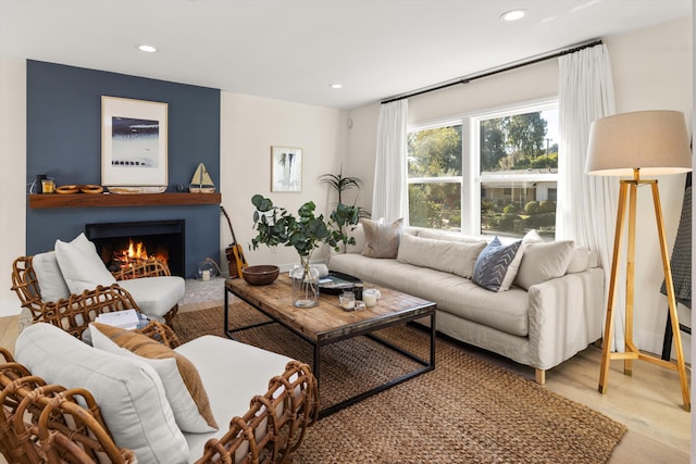 living room featuring light hardwood / wood-style flooring