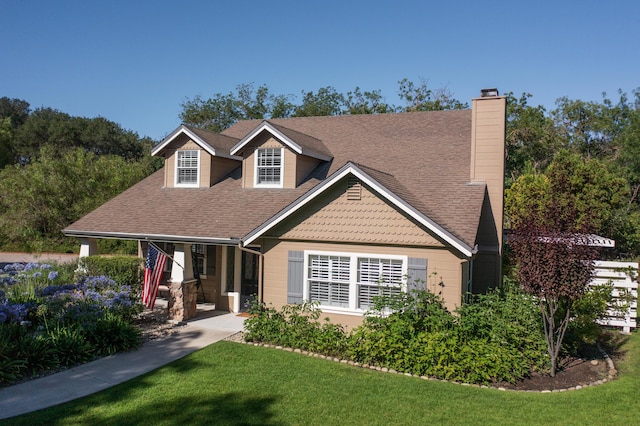 view of front of house featuring a front lawn