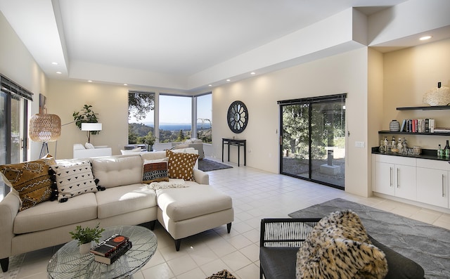 view of tiled living room