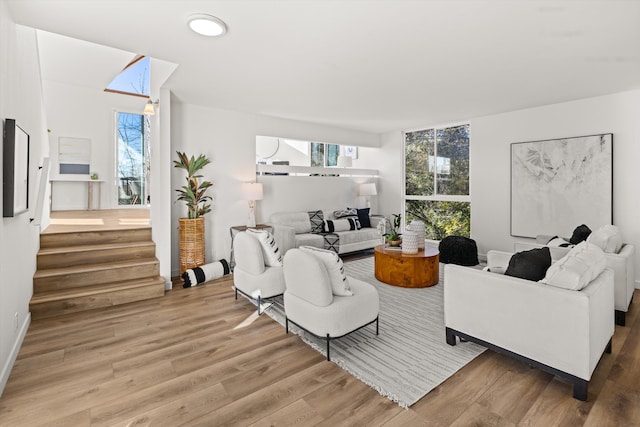 living room with hardwood / wood-style flooring