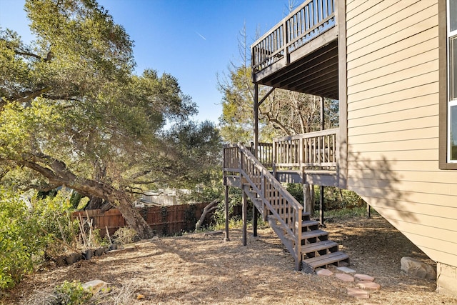 view of yard featuring a wooden deck