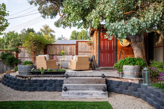 exterior space with an outdoor living space