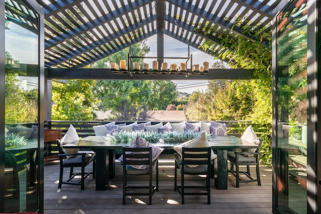 deck featuring a pergola