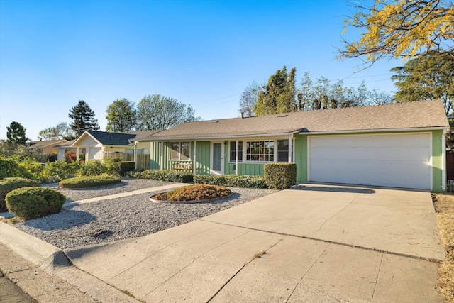 ranch-style home with a garage