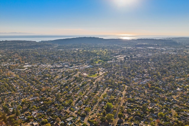 view of aerial view at dusk