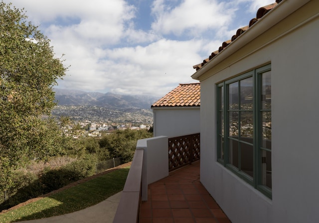 balcony with a mountain view