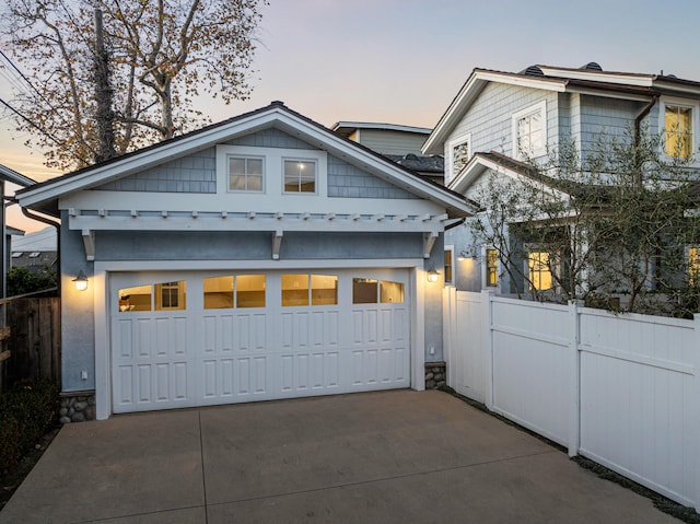 view of front of property featuring a garage