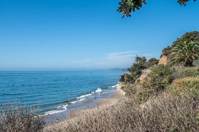 property view of water with a beach view