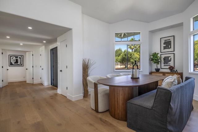 dining space featuring light hardwood / wood-style floors