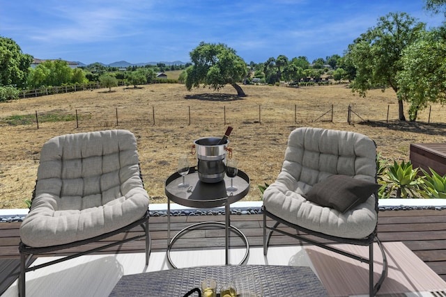 deck with a rural view