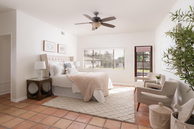 bedroom featuring ceiling fan