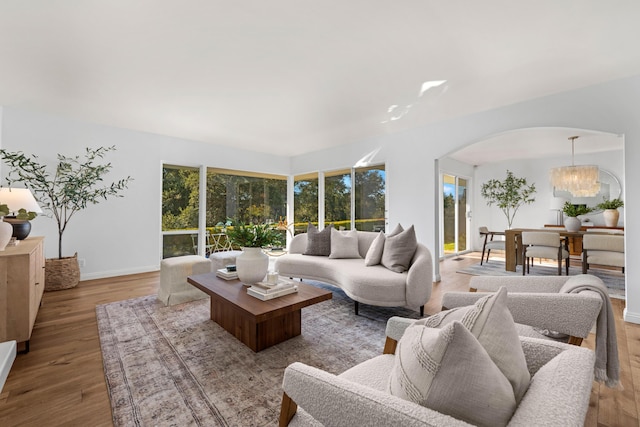 living room with wood-type flooring