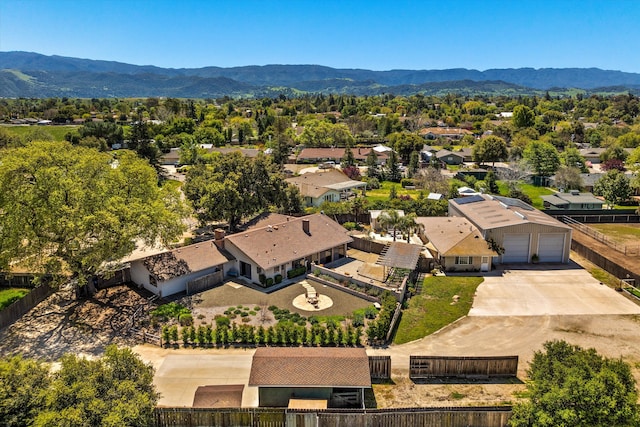 birds eye view of property featuring a mountain view