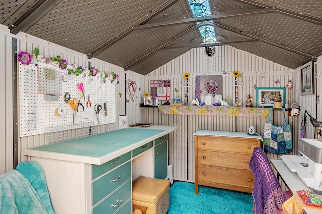 interior space featuring lofted ceiling