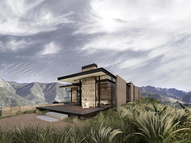 exterior space with a mountain view