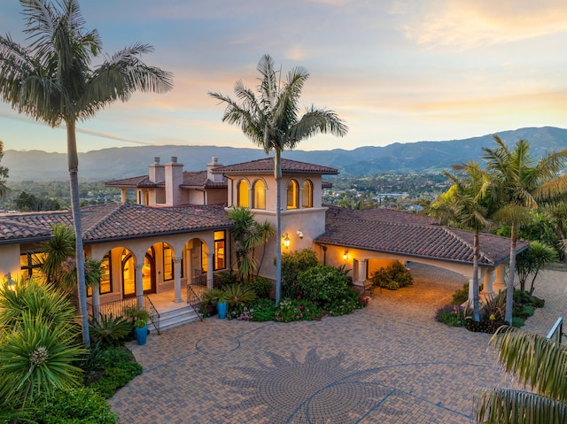 view of front facade with a mountain view