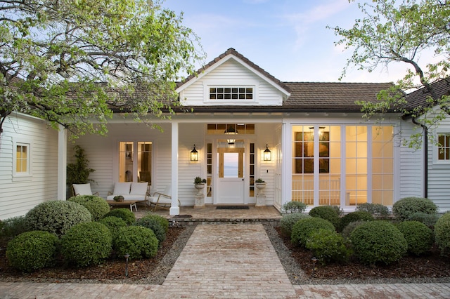 view of front of property with a porch