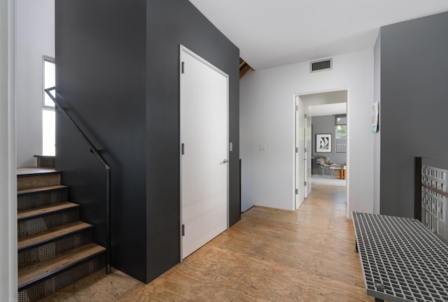 hall featuring light hardwood / wood-style flooring