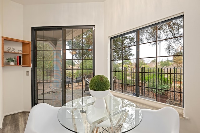 dining room featuring hardwood / wood-style floors and plenty of natural light