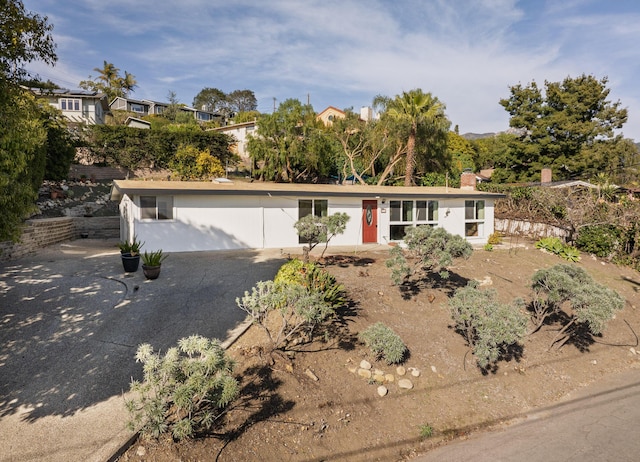 view of single story home