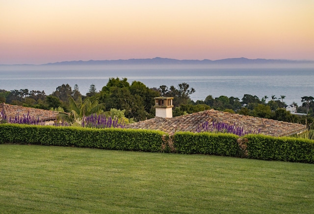 4230 Cresta Ave, Santa Barbara, CA 93110 - exterior space with a water and mountain view and a lawn