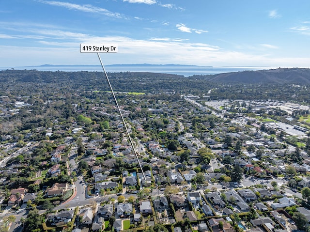 aerial view with a mountain view