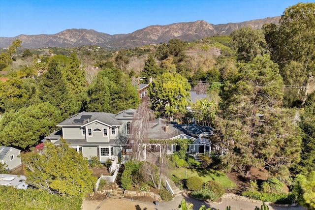 bird's eye view with a mountain view