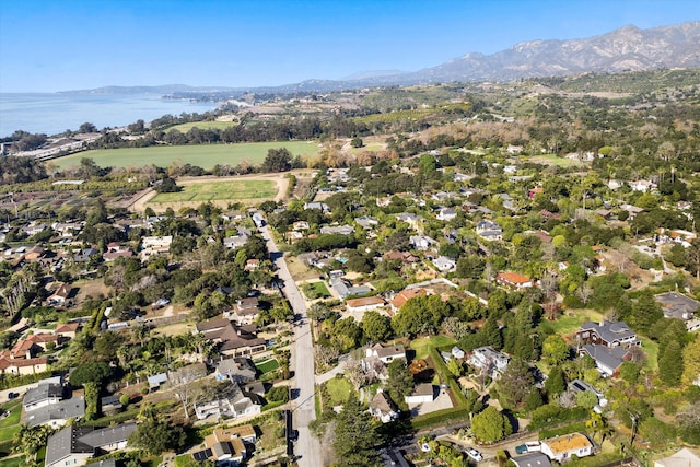 aerial view with a water and mountain view