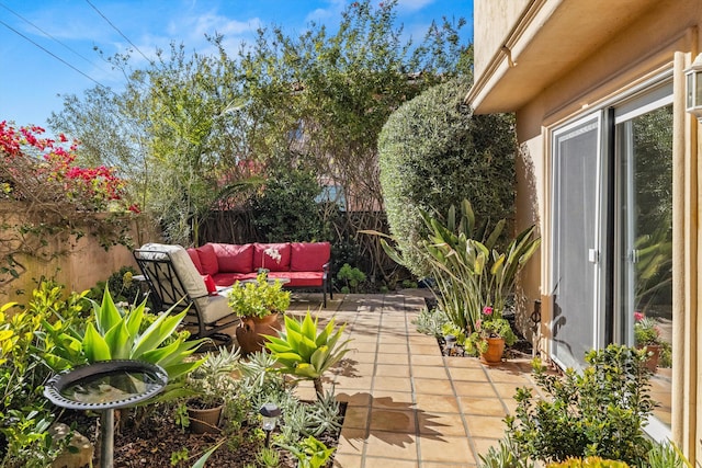 view of patio featuring an outdoor living space