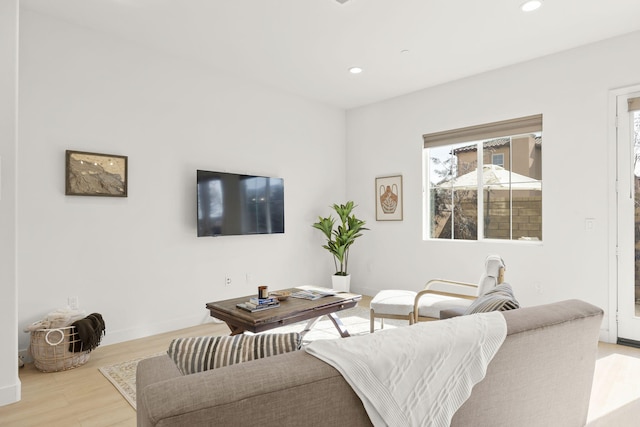 living room featuring light hardwood / wood-style flooring