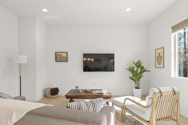 living room with light wood-type flooring