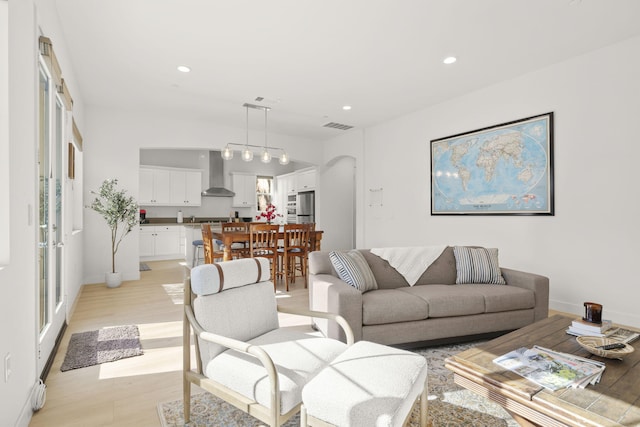 living room featuring light hardwood / wood-style floors