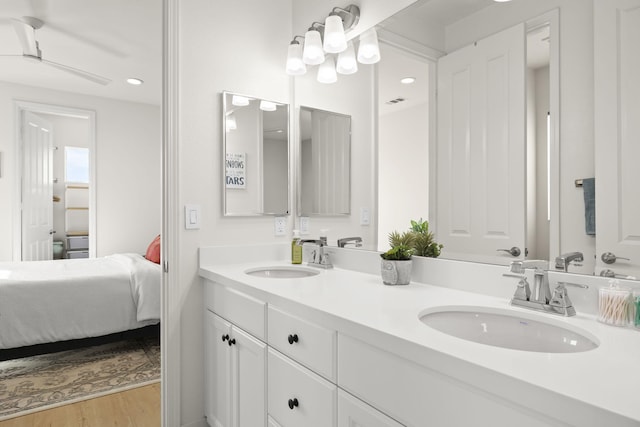 bathroom featuring wood-type flooring and vanity