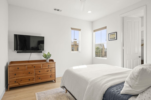 bedroom featuring light hardwood / wood-style flooring