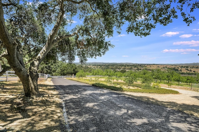 view of street with a rural view