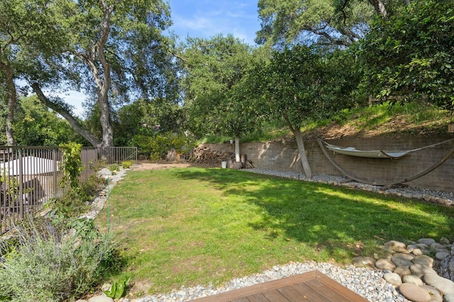 view of yard with fence