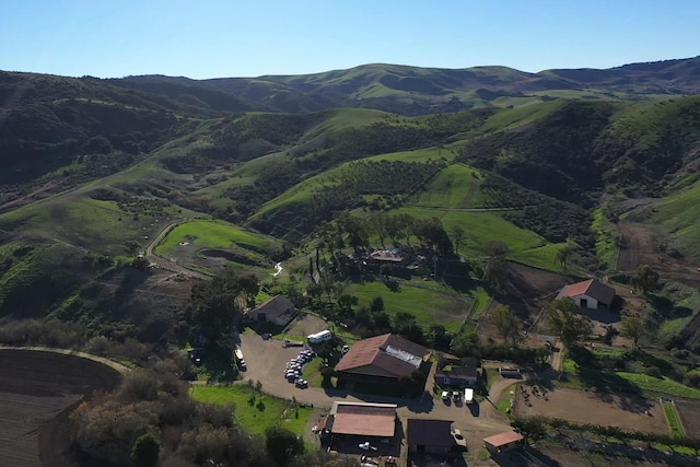 bird's eye view with a mountain view