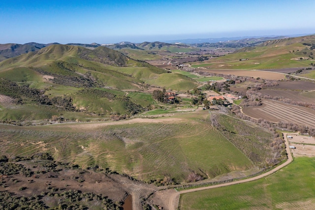 aerial view with a rural view and a mountain view