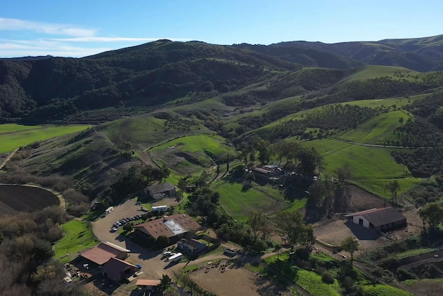 bird's eye view with a mountain view