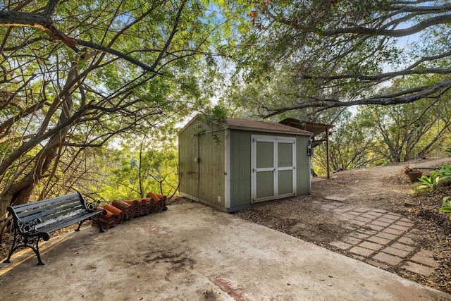 view of shed